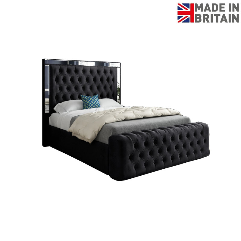 Aleck Upholstered Bed, Small Single (2'6), Black
