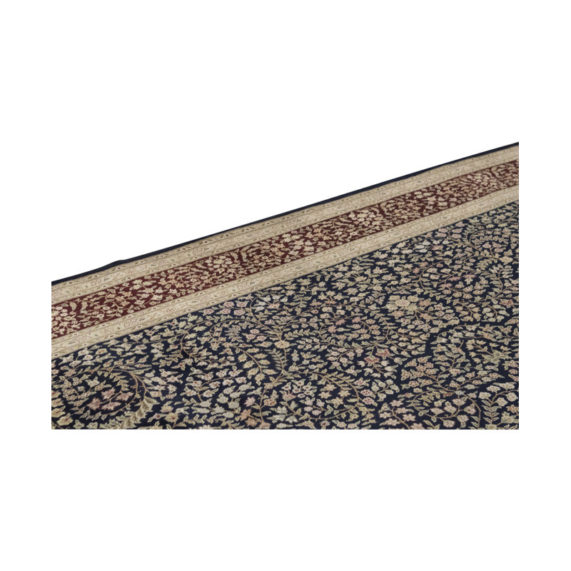 Hand-Knotted High-Quality Navy and Red Area Rug