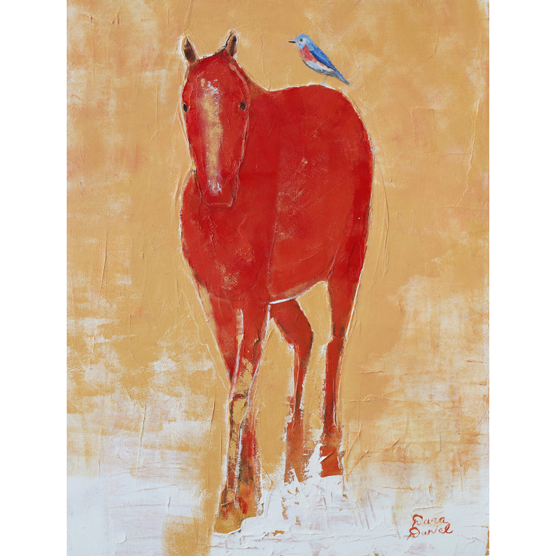 Red Horse Print by Dara Daniel, Wrapped Canvas, 24" H x 18" W x 1.5" D, No Mat