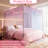 Rainbow Canopy Bed Curtains with Lights - Princess Bed Canopy for Girls - Bed Drapes Netting- Bedroom Decoration Accessories, Full/Queen Size