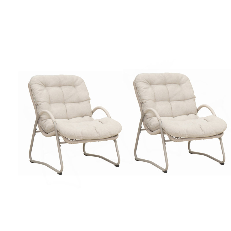 Chaise longue d'extérieur (ensemble de 2) - Structure en fer et osier en plastique
