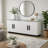 Sda Sideboard Buffet Console, 4 Doors With Adjustable Shelf, White 63 Inch