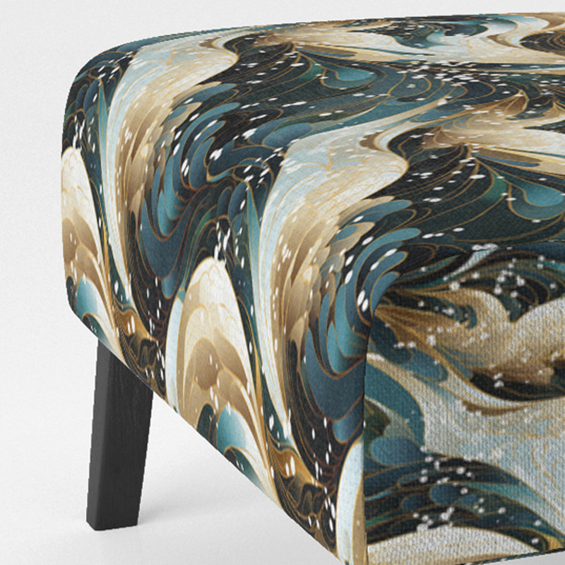 Fauteuil de chambre rembourré contemporain bleu et doré Essence