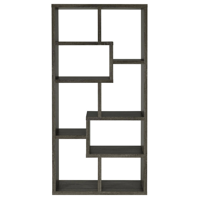 Bibliothèque grise patinée avec 8 tablettes - polyvalente pour 8 tablettes, Gris