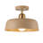 Farmhouse 1-Light 12.6'' Semi-Flush Mount Ceiling Light Brown and Gold Metal Shade-286886823