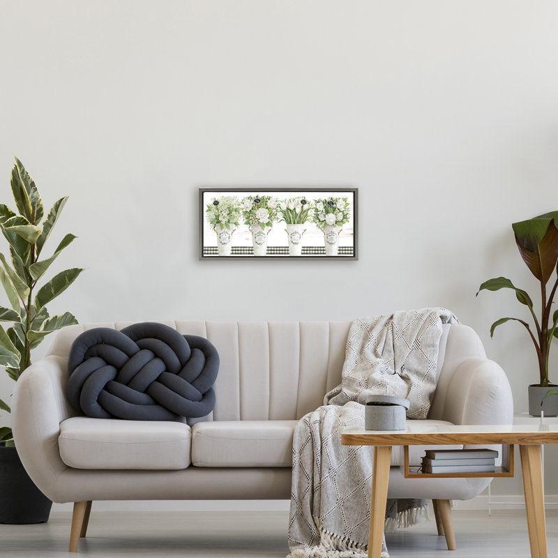 Marche aux Fleurs Floating Frame, design by Cindy Jacobs, Luster Gray Floater Frame, 14" H x 31" W