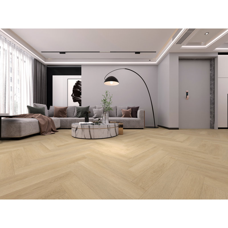 The Terra Collection Herringbone SPC Flooring 30"L X 6mm, 16.53 Sf/Box, Pacific Oak