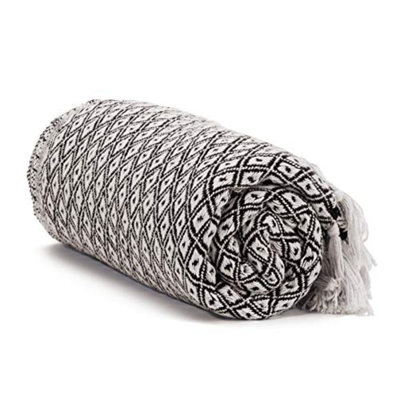 50x60 100% Cotton Crochet Throw Blanket with Fringe - Ideal for Bed, Sofa or Chair