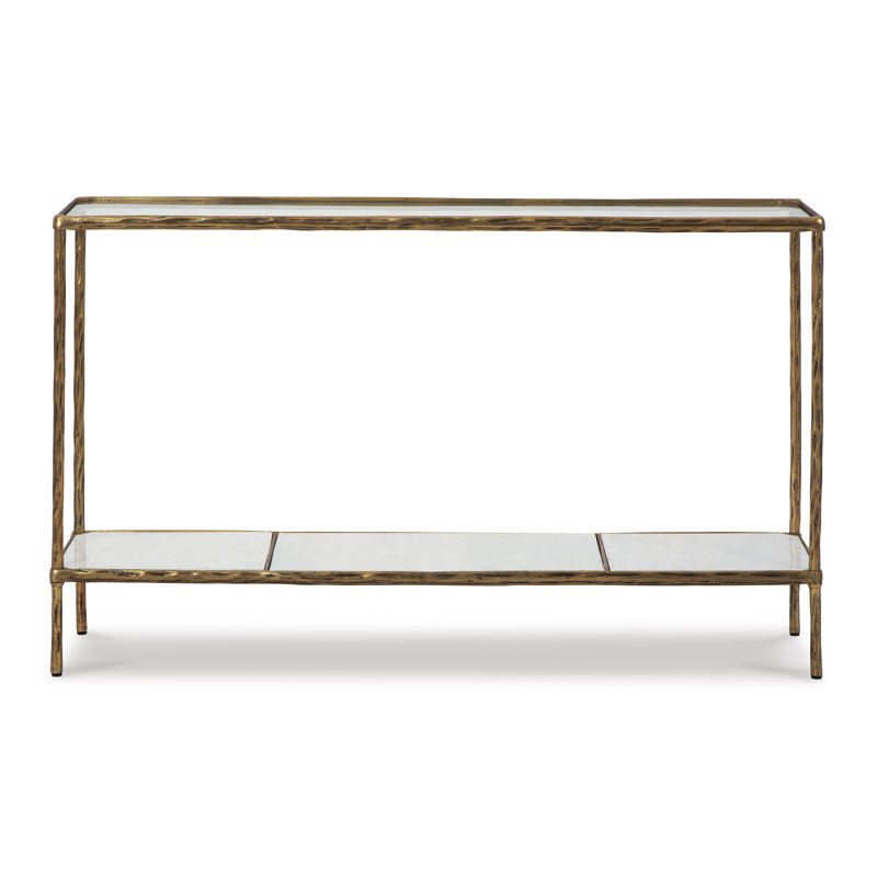 Hanriette 52'' Glass Top Console Table, Antiqued Brass