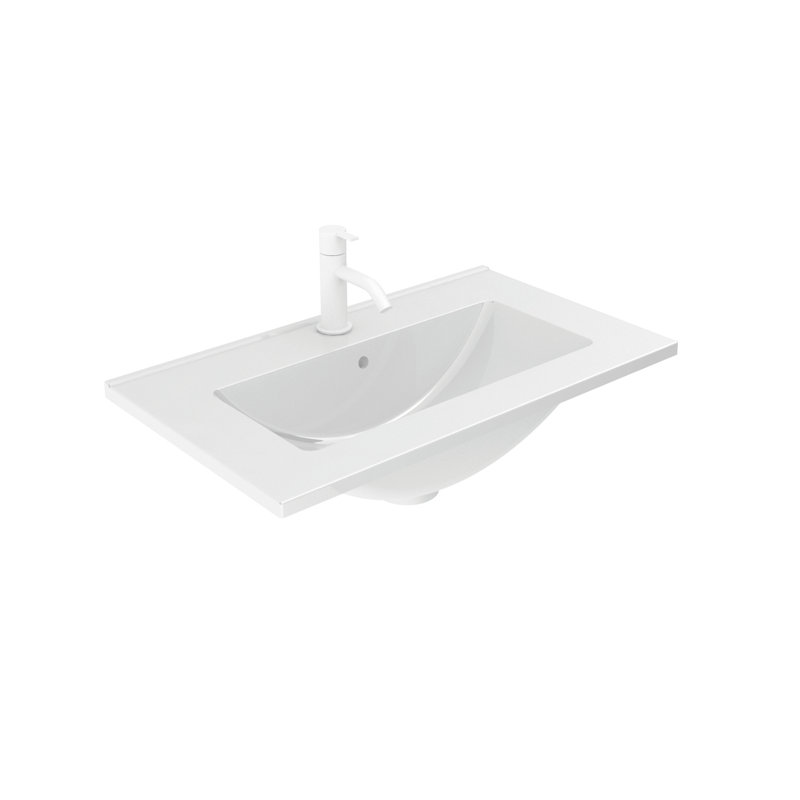 24'' Single Bathroom Vanity with Ceramic Top, Matt White