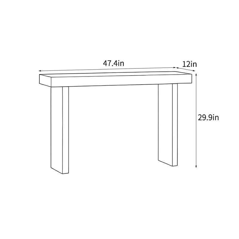Retro simple rectangular console table