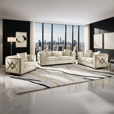 Arron Velvet Living Room Set