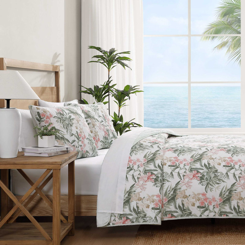Island Orchid Quilt, King Quilt + 2 King Shams, Pink