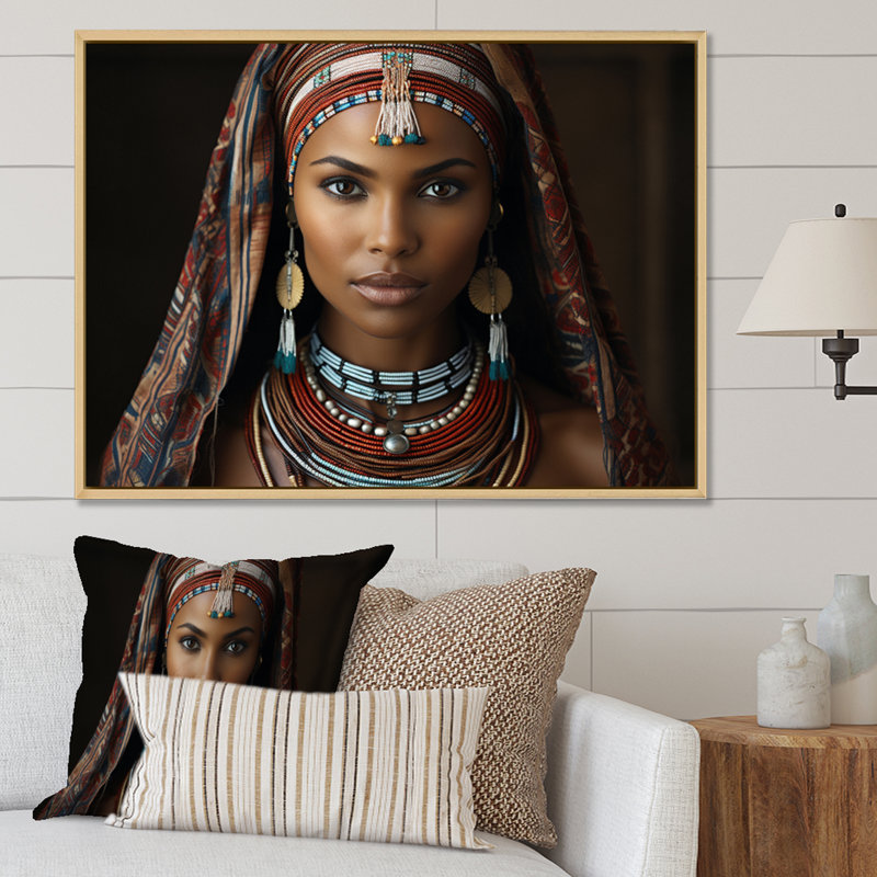 " World Cultures Samburu Beauty II ", Natural Floater Framed, 12" H x 20" W x 1" D
