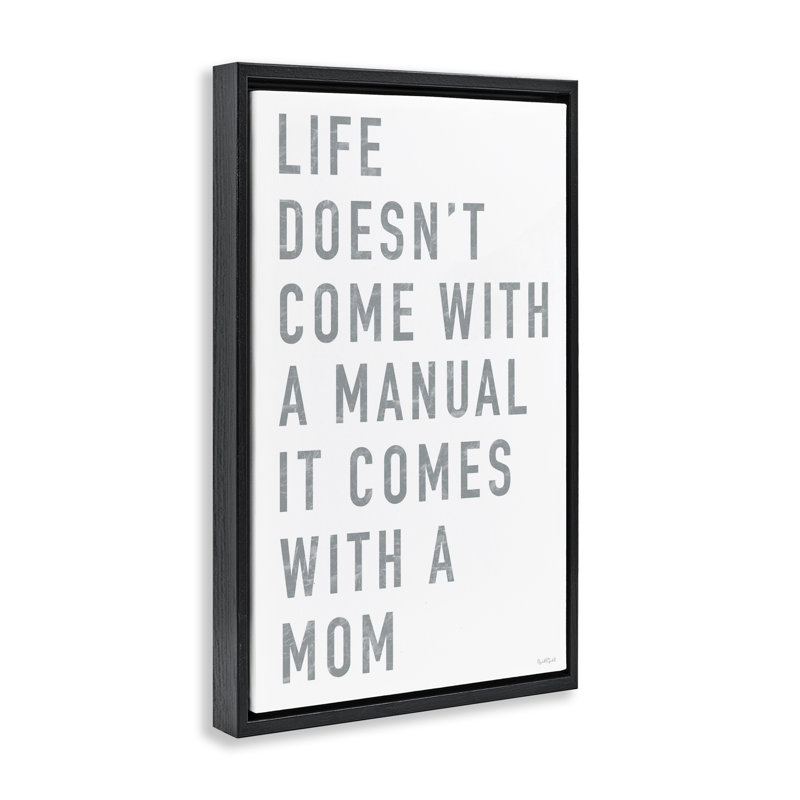 Cadre flottant Life Manual Is Mom, conception par Elizabeth Tyndall, H 31 po x l 21 po, Cadre flottant noir de jais