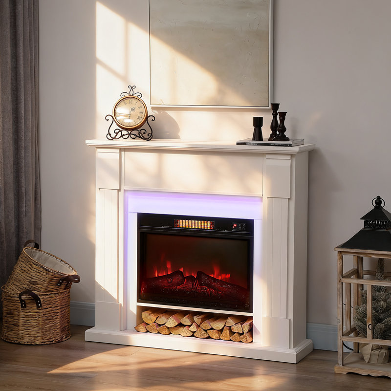 Foyer électrique 41 "avec manteau de cheminée 4100W, blanc