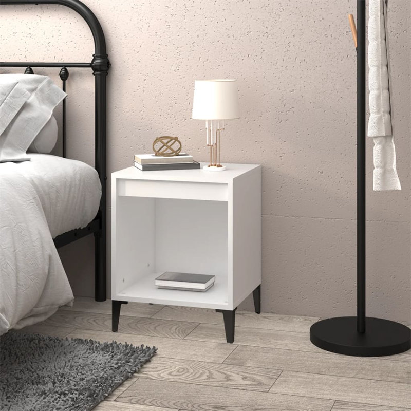 Jarik 40cm W Solid Wood Bedside Table, White, Set of 2