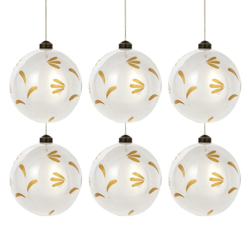 Ensemble de 6 boules de Noël suspendues à la main en forme de feuille de sapin de Noël de 3,9 pouces, 3.9", 6 pièces