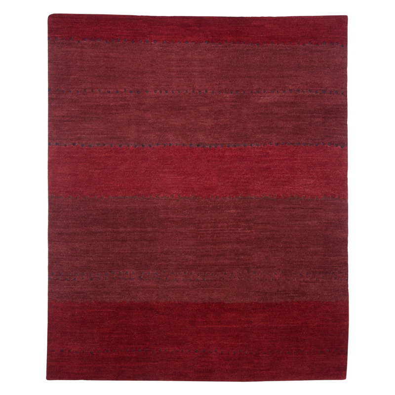 Tapeats Wool Striped Area Rug in Red/Black, Rectangle 8'9" x 11'6"