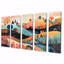 Ensemble de salon d'art mural abstrait rose, paysage de montagne I-517689201