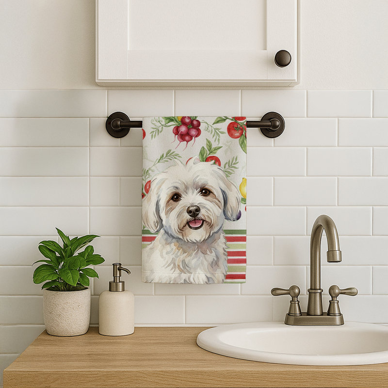 Coton de Tulear Vegetables Kitchen Towel, Coton de Tulear