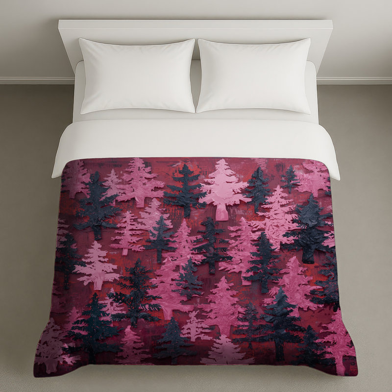 Pink Forest Collage Duvet Covers, Twin