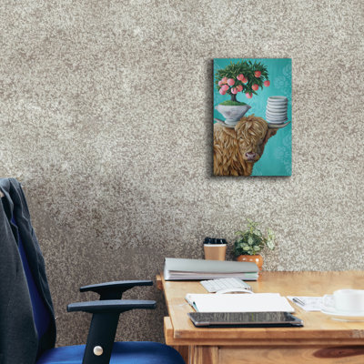 «Epic Graffiti» Highland Bull par Heather Gauthier, art mural sur toile, 12 po x 18 po