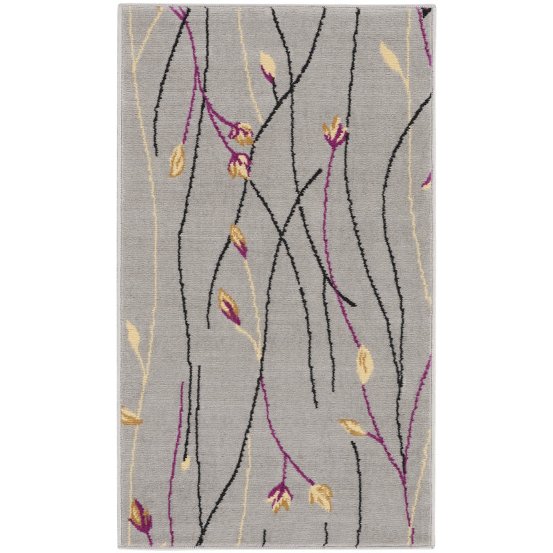 Tapis gris Bo Botanical Eclectic, Rectangle 2 pi x 4 pi