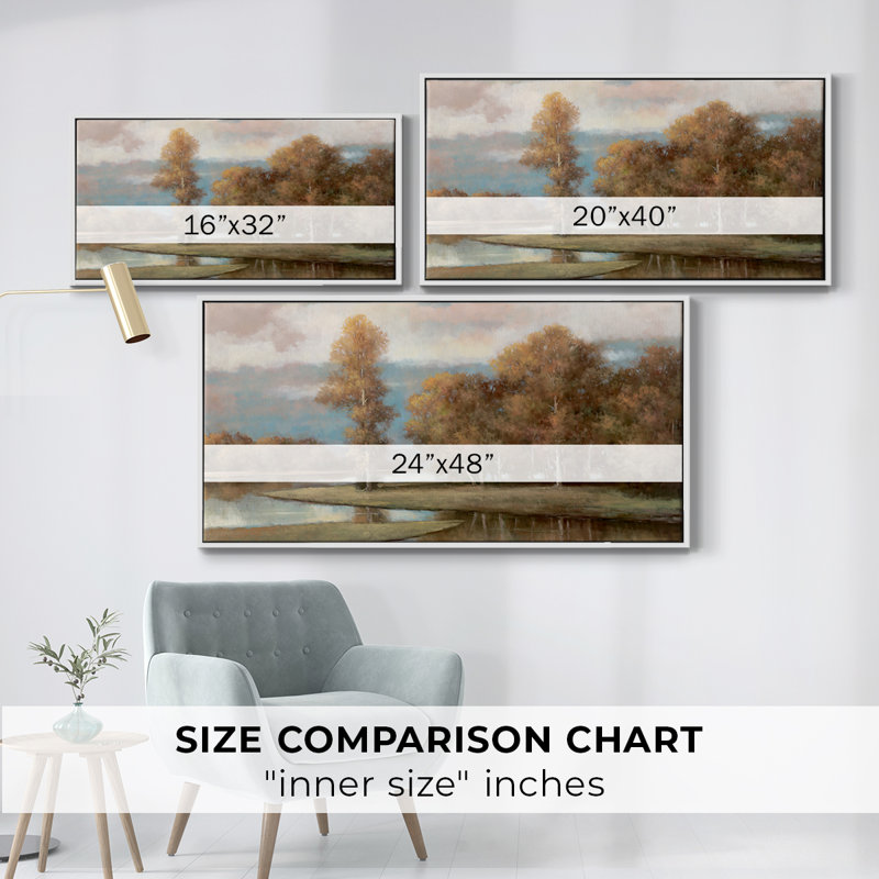 Winding River II - Toile tendue avec châssis encadré - Prêt à être accroché, H 21 po x l 41 po, Blanc