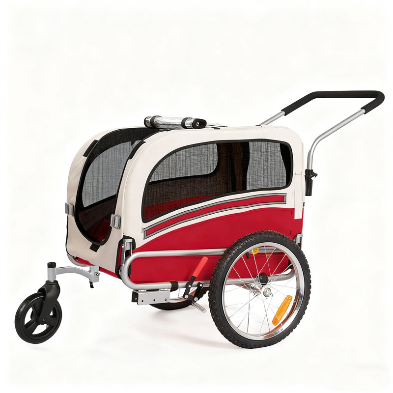 Aobei 2-in-1 Dog Bicycle Trailer, Dog Stroller, and Dog Jogging Stroller, Red