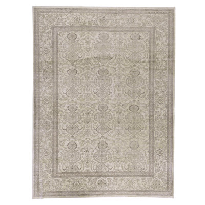 Hand Knotted Wool Oriental Area Rug in Cream
