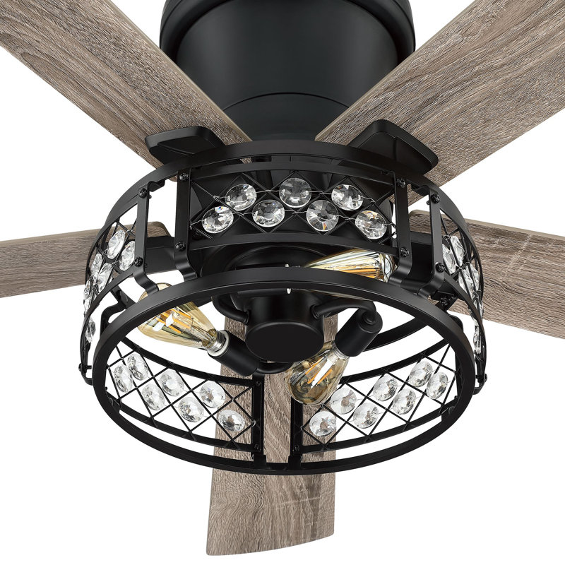 Ventilateur de plafond à 5 pales 52 po avec télécommande et ensemble d'éclairage inclus