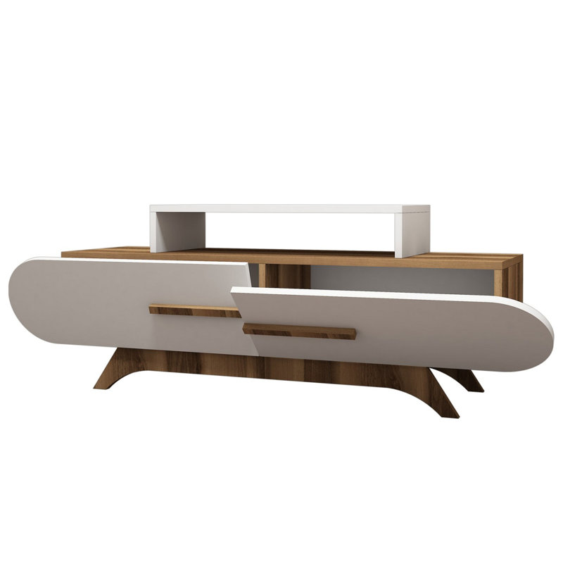 Haglund TV Stand with Numerous Shelves, 57.1 x 19.6 x 14.5 inches | 100% Melamine Coated Particle Board, Thickness: 0.7 inches | Wall-Mountable Design, Perfect for Living Room & Entertainment Spaces, Stylish & Functional Storage Solution