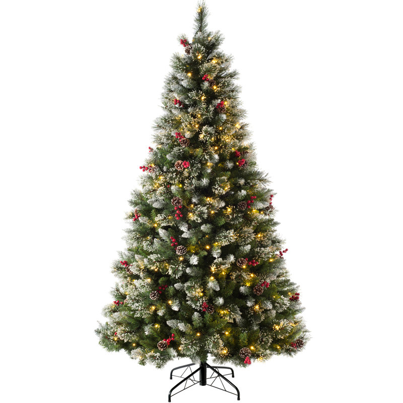 Victorian Snow Flocked Artificial Christmas Tree with Clear and White Lights, 7ft.