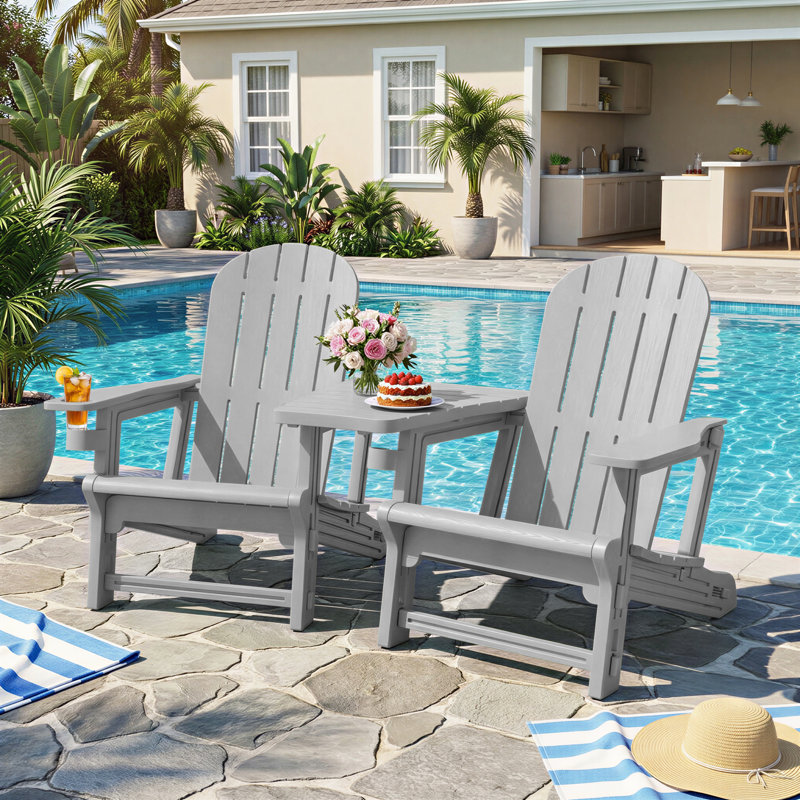 2-Person Outdoor Adirondack Chair, Gray