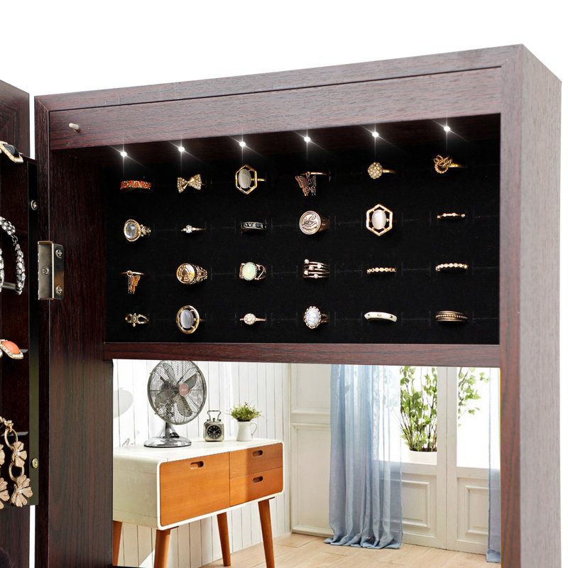 Elrod 15.8'' Wide Jewelry Armoire, Brown, Solid + Manufactured Wood