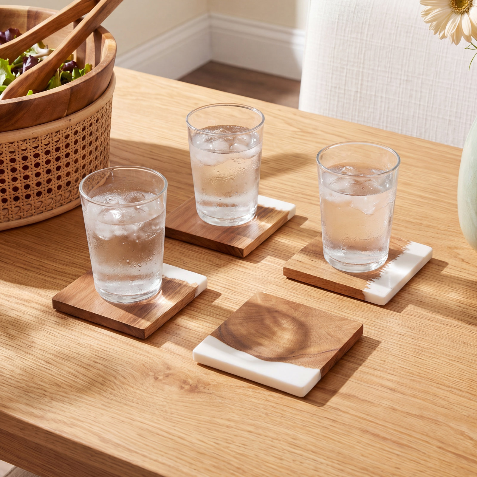 Brayson Glass Coasters with Wood and Resin
