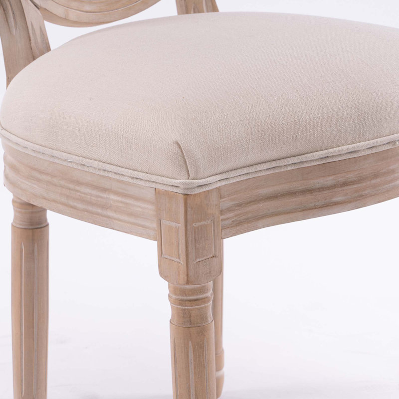 Chaise de salle à manger à structure française en bois massif avec dossier en rotin