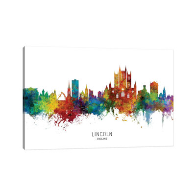 Lincoln England Skyline by Michael Tompsett - Wrapped Canvas Painting