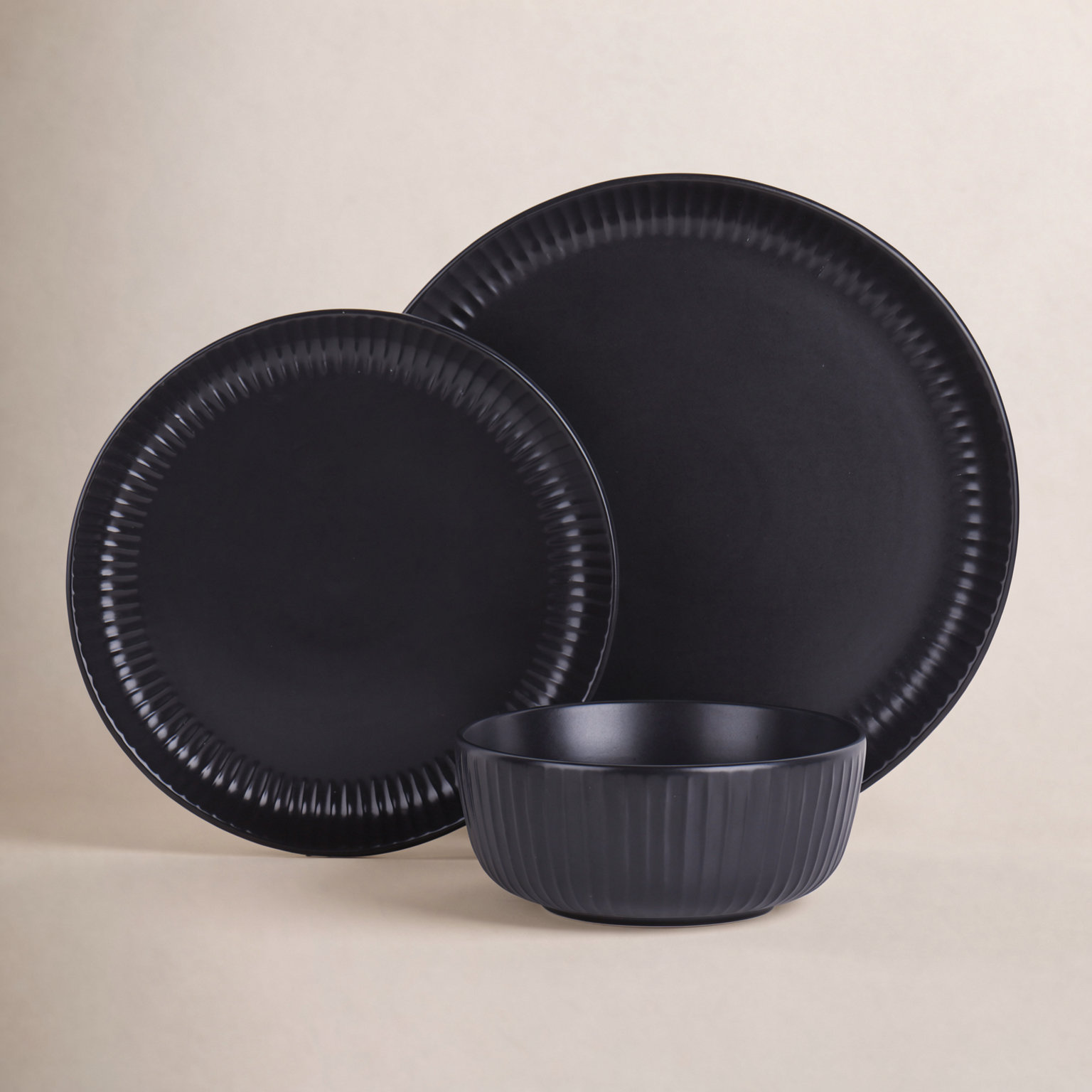 Zeppelin Stoneware Dinnerware Set, Black