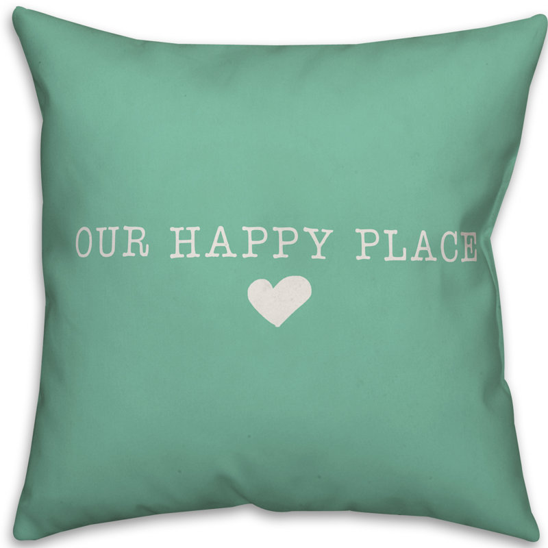  Coussin décoratif intérieur / extérieur Our Happy Place, H 20 po x l 20 po, Vert menthe