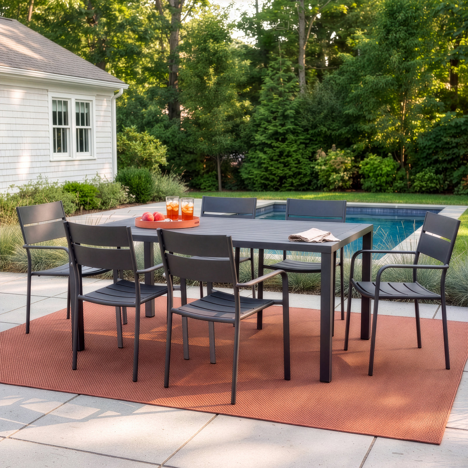 Ottie 71" Patio Dining Set, Gray