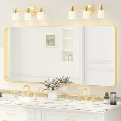 Molly Tempered Glass and Metal Framed French Cleat Mounted Wall Bathroom / Vanity Mirror