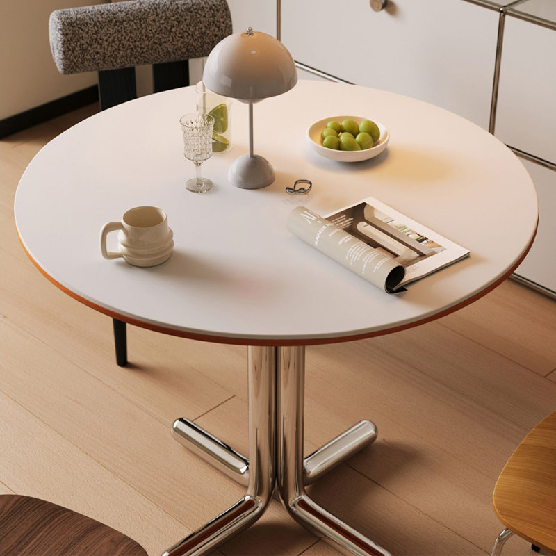 White Silver Round Sintered Stone Dining table