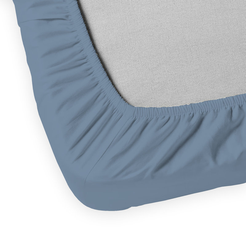 Full Blue Cotton Percale Fitted Sheet Set