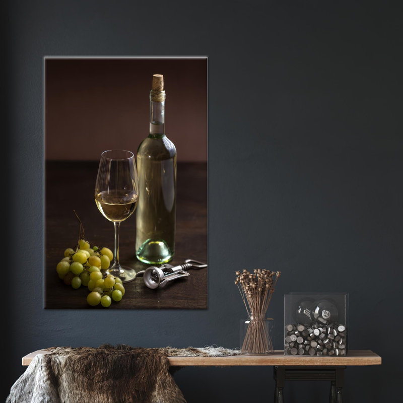 Impression sur toile de vin et raisins: décor de cuisine moderne, 1P, H: 27,6 po x l: 19,8 po