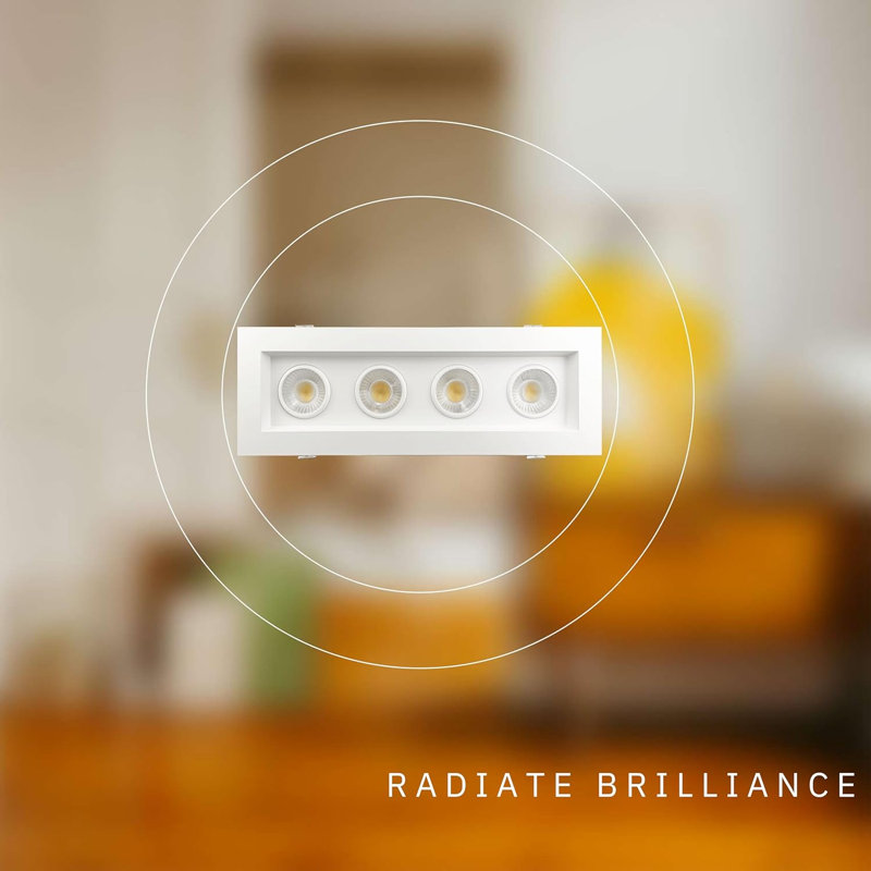 Luminaire à cardan à 4 têtes et 4 lumières multiples 52W 4800 lumens 5CCT Perlglow, Blanc