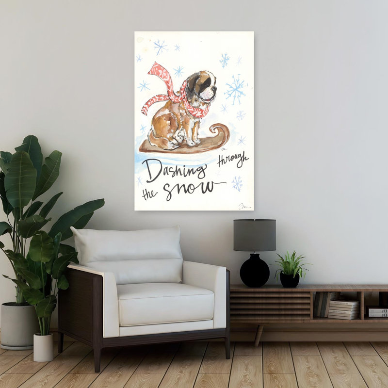 Dashing Through The Snow St. Bernard, H 36 po x l 24 po