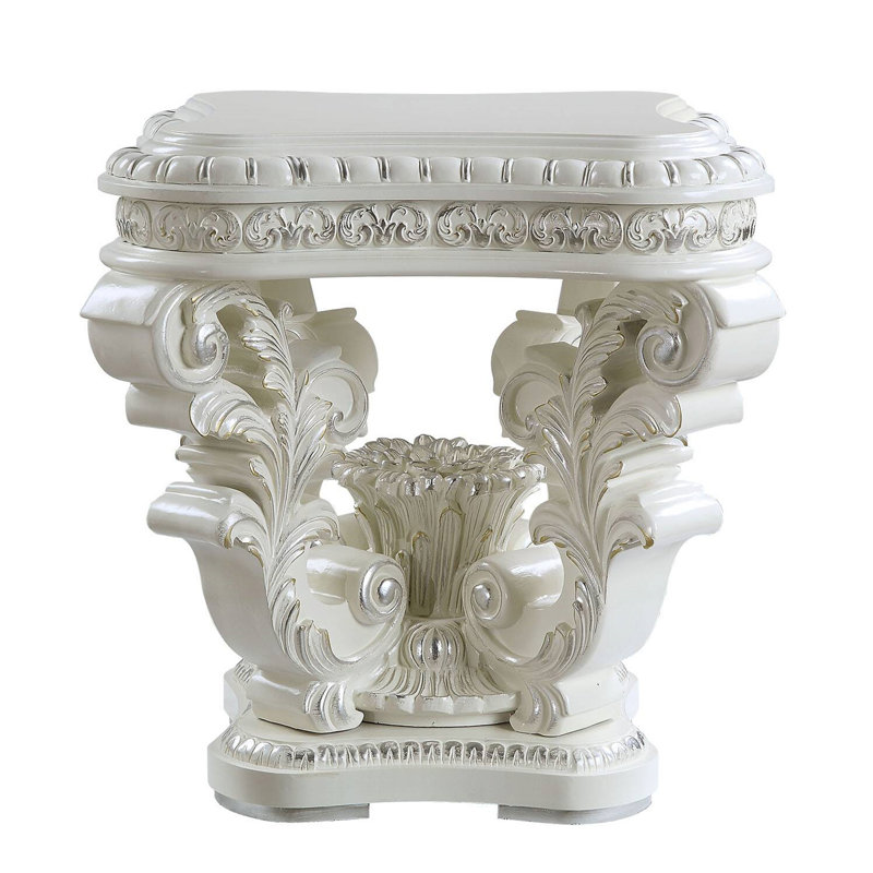 Antique White Square End Table