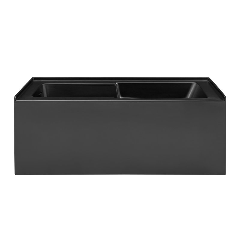 Voltaire 60 X 30 Skirted Left Drain Soaking Apron Bathtub In Matte Black With Integrated Overflow And Armrest, Drain Included